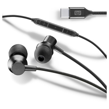 Cellularline SPARROW Auricolari in-ear con finiture metalliche, remote control e connettore USB-C