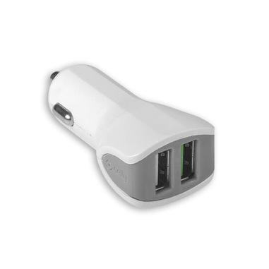 Celly CC2USBTURBOWH Caricabatterie per dispositivi mobili Smartphone, Tablet Bianco Accendisigari Auto