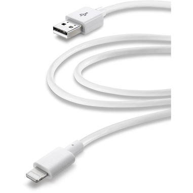 Cellularline USB Data Cable Home - Lightning Cavo per la ricarica e sincronizzazione dei dati, comodo per prese distanti. Bianco