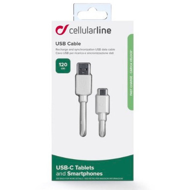 Cellularline 38577 cavo USB USB 2.0 1,2 m USB A USB C Bianco