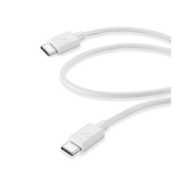 Cellularline USB Cable Medium - USB-C||USB-C Cavo da USB-C a USB-C per la ricarica e sincronizzazione dati Bianco