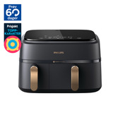 philips 3000 series airfryer con doppio cestello, friggitrice ad aria da 9.0l, 8 programmi, app per ricette na352/00