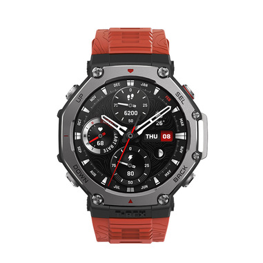 Amazfit T-Rex 3 Lava 3,81 cm (1.5") AMOLED Digitale 480 x 480 Pixel Touch screen Nero, Acciaio inox GPS (satellitare)