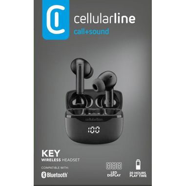 Cellularline Key Auricolari TWS Bluetooth custodia di ricarica e display led