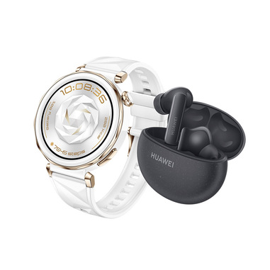 Huawei WATCH GT5 Pro, Cassa 42mm in ceramica e cinturino bianco. Compatibile con iOS e Android. Con FreeBuds 5i in omaggio