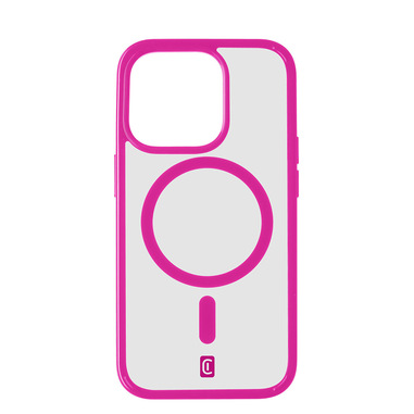 Cellularline Pop Mag - iPhone 15 Pro Custodia trasparente con bordi colorati compatibile con ecosistema Magsafe