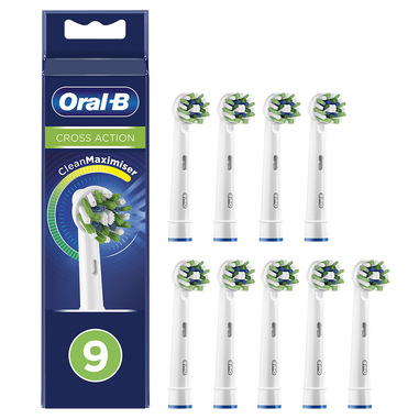 Oral-B CrossAction Testine Di Ricambio Con Tecnologia CleanMaximiser, Confezione Da 9 Pezzi