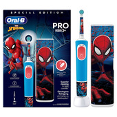 oral-b vitality pro kids spiderman bambino spazzolino rotante-oscillante blu, rosso