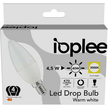 IOPLEE C35630-Confezione 4 lampadine LED 4,5W E14 classe F