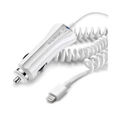 Cellularline Car Charger Ultra - Fast Charge Lightning Caricabatterie veloce a 10W con cavo allungabile Bianco