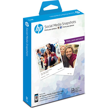 HP Social Media Snapshots Removable Sticky Photo Paper-25 sht/10 x 13 cm carta fotografica Bianco Semi lucida
