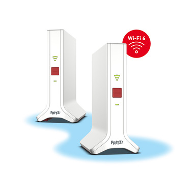 mesh set fritz! 4200 2-pack edition international dual-band (2.4 ghz/5 ghz) wi-fi 6 (802.11ax) rosso, bianco 2x2/4x4