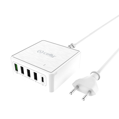 Celly PSUSBC60WWH Caricabatterie per dispositivi mobili Universale Bianco AC Ricarica rapida Interno