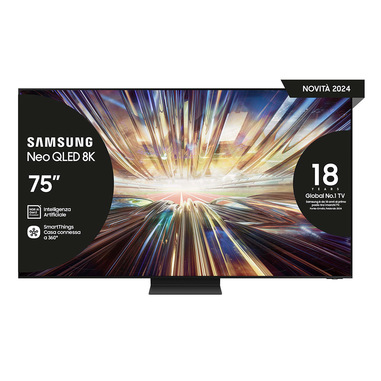 Samsung Smart TV 75” QE75QN800DTXZT Neo QLED 8K Mini LED Graphite Black 2024, Processore NQ8 AI GEN2, 8K AI Upscaling, Infinity One Design, Dolby Atmos