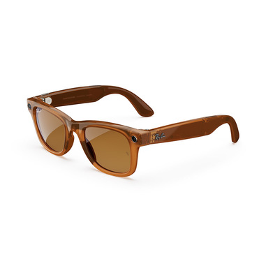 Ray-Ban Meta Wayfarer, Caramello trasparente lucido, Marroni polarizzate