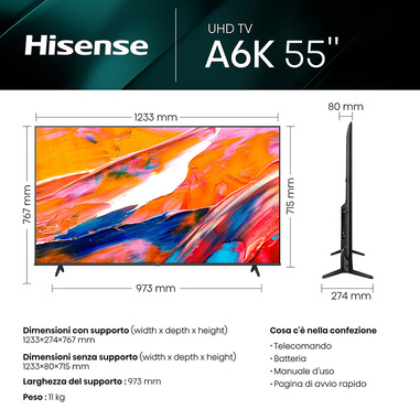 Hisense 55 inch LED Ultra HD (4K) Smart TV ( 55A6K )