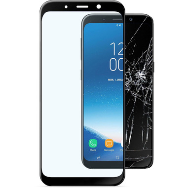 Cellularline Second Glass Capsule - Galaxy A5 (2018) Vetro temperato resistente con cornice Trasparente.Nero