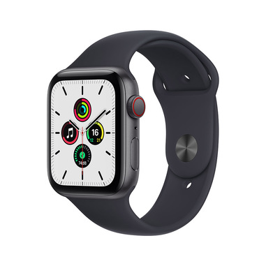Apple Watch SE GPS + Cellular, 44mm Cassa in Alluminio Grigio scuro con Cinturino Sport Mezzanotte