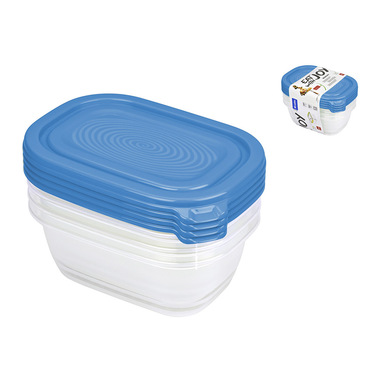 Pengo 3598017 recipiente per cibo Rettangolare Contenitore 0,5 L Blu, Trasparente 4 pz