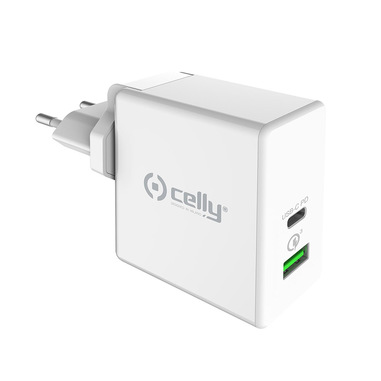 Celly TCUSBC45WWH Caricabatterie per dispositivi mobili Universale Bianco AC Ricarica rapida Interno