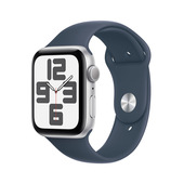 apple watch se gps cassa 44mm in alluminio argento con cinturino sport blu tempesta - s/m