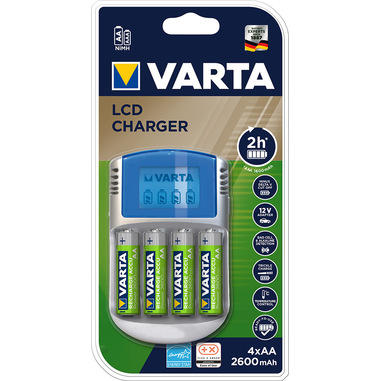 Varta LCD Charger 4x AA 2600mAh, 12V & USB