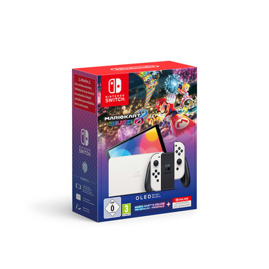 Nintendo Switch OLED + videogioco Mario Kart 8 Deluxe preinstallato, 64 GB Touch screen Wi-Fi Nero, Bianco