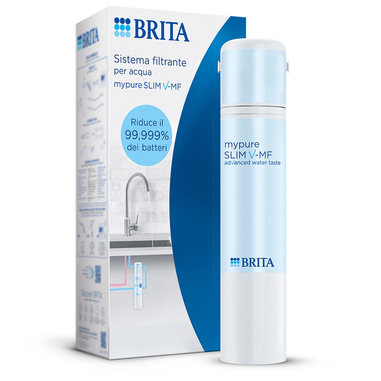 Brita Sistema filtrante mypure SLIM V-MF incl. 1x filtro (8000L) - sistema sottolavello per il tuo rubinetto per acqua buona e priva di batteri al 99,999%