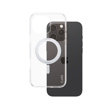 PanzerGlass CARE by ® Feature Cover Trasparente con Kickstand Argento & MagSafe iPhone 16 Pro Max
