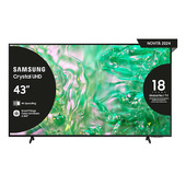 samsung tv crystal uhd 4k 43” ue43du8070uxzt smart tv wi-fi black 2024, processore crystal 4k, 4k upscaling, airslim design, ots lite