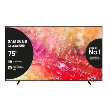Samsung TV Crystal UHD 4K 75” UE75DU7170UXZT Smart TV Wi-Fi Black 2024, Processore Crystal 4K, 4K Upscaling, Slim Look Design, OTS Lite