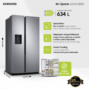 Samsung RS68A854CSL frigorifero Side by Side Serie 8000 Libera