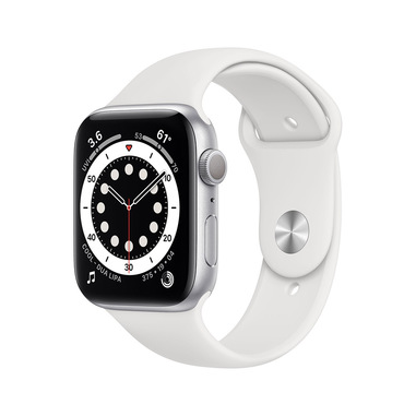 Apple Watch Serie 6 GPS, 40mm in alluminio argento con cinturino Sport Bianco