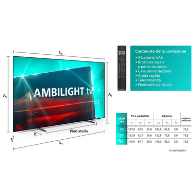 Philips Ambilight TV OLED 718 48“ 4K UHD Dolby Vision e Dolby Atmos Google  TV