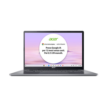 Acer Chromebook Plus 515 CB515-2H-34ZU Laptop con IA Google, 15.6" Full HD, Intel Core i3-1215U, 8GB DDR5-SDRAM, 256GB SSD, Wi-Fi 6E (802.11ax), ChromeOS, Grigio, con funzioni di intelligenza artificiale