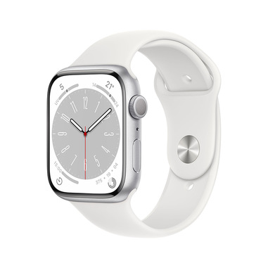 Immagine del prodotto Apple Watch Series 8 GPS 45mm Cassa in Alluminio color Argento con Cinturino Sport Band Bianco - Regular
