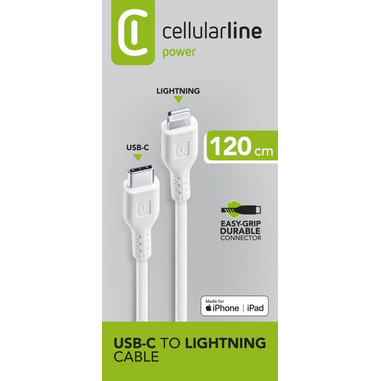 Cellularline Power Cable 120cm - USB-C to Lightning Cavo USB-C to Lightning per ricarica e trasferimento dati