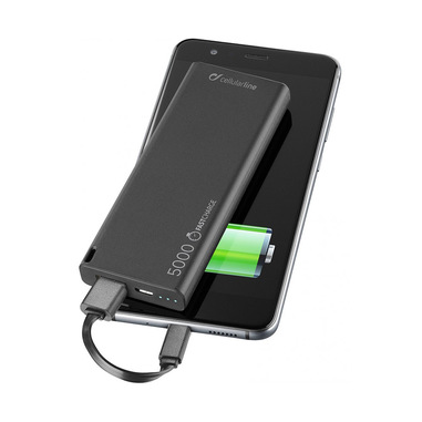 Cellularline FreePower Slim 5000 - Universale Caricabatterie portatile ultrasottile Nero