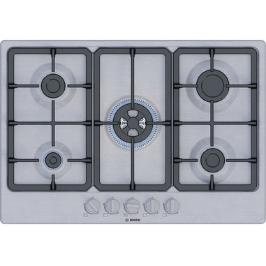Bosch Serie 4 PGQ7B5K90 , Piano cottura a gas, 75 cm, Acciaio inox