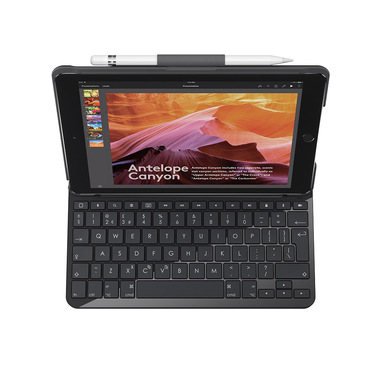Logitech SLIM FOLIO with Integrated Bluetooth Keyboard for iPad (5th and 6th generation) Carbonio, Nero QWERTY Italiano