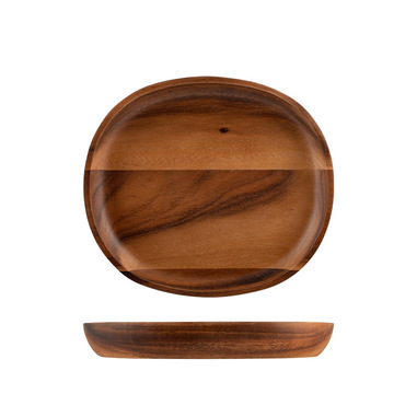 H&H Lifestyle Piatto Acacia in legno forma ovale cm 21x24