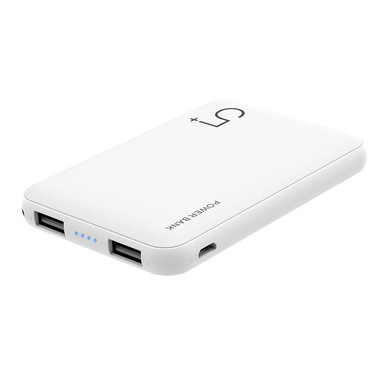 Electroline Power Bank 5.000 mAh con 2 porte USB, Bianco