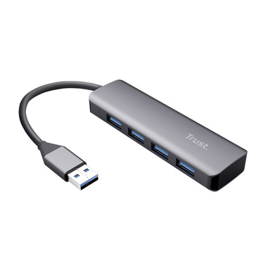Trust Halyx Aluminium 4-Port USB 3.2 Hub USB 3.2 Gen 1 (3.1 Gen 1) Micro-B Grigio