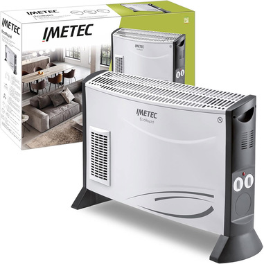 Imetec Eco Rapid, Stufa Elettrica 2000 W, Tecnologia a Basso Consumo Energetico, Termoconvettore 4 Temperature, Termostato Ambiente, Silenzioso
