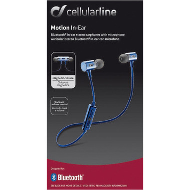 CELLULARLINE-motion in-Ear Headset CUFFIE HEADPHONE BLUETOOTH BLU-NUOVO 