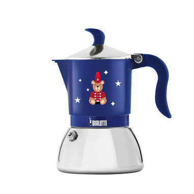 Bialetti FIAMMETTA IND 2TZ BLUE ORSETTO caffettiera manuale Moka 0,473 L Blu, Rosso, Acciaio inox