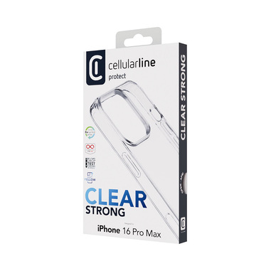 Cellularline Clear Strong - iPhone 16 Pro Max Custodia rigida con bordi in gomma