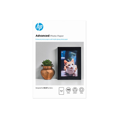 HP Confezione da 100 fogli di carta fotografica Advanced, lucida, 250 g/m2, 10 x 15 cm (101 x 152 mm)