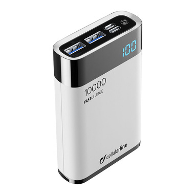 Cellularline FreePower Manta HD 10000 - Universal Caricabatterie portatile ultrapiccolo con celle ad alta densità Bianco