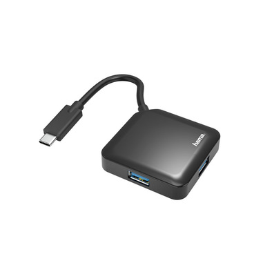 Hama Hub USB Type C da tavolo, 3.2, 4 porte, cavo integrato, nero